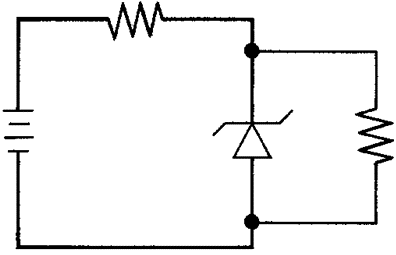 Простая цепь с нагрузкой, соединенной параллельно с стабилитроном