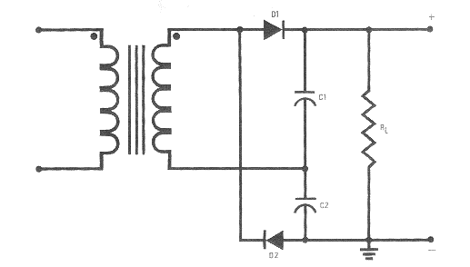 Схема двухполупериодного умножителя напряжения